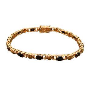Vintage Gold Plated Sterling Sapphire Tennis Bracelet